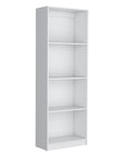 71" White Wood Four Tier Bookcase