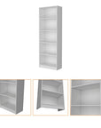 71" White Wood Five Tier Bookcase