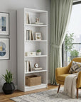 71" White Wood Five Tier Bookcase