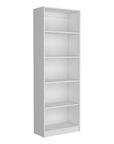 71" White Wood Five Tier Bookcase