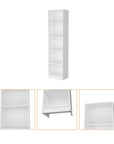 71" White Wood Five Tier Bookcase