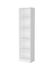71" White Wood Five Tier Bookcase