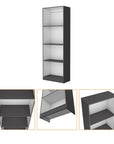 71" Gray And White Wood Four Tier Bookcase