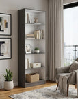 71" Gray And White Wood Five Tier Bookcase
