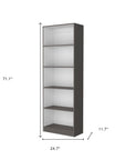 71" Gray And White Wood Five Tier Bookcase