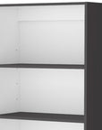 71" Gray And White Wood Three Tier Bookcase with Two Doors