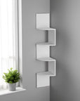 52" White Wood Wall Mounted Corner Shelf
