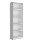 71" White Wood Five Tier Bookcase