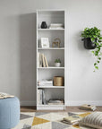 71" White Wood Five Tier Bookcase
