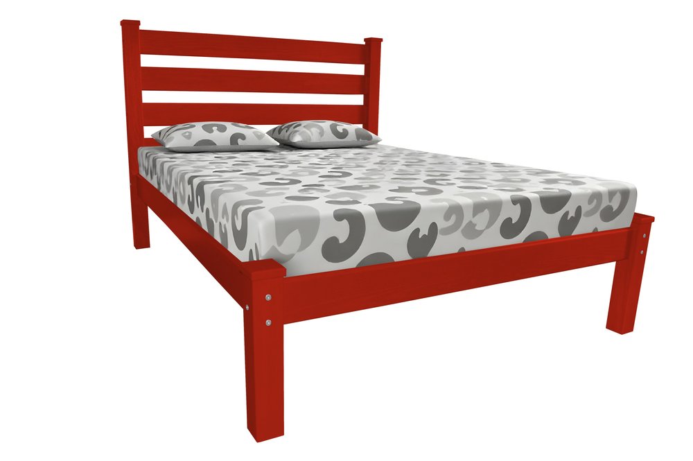 Red Solid Wood Queen Bed Frame