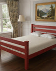 Red Solid Wood Queen Bed Frame