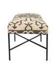 48" Cream and Black Cotton Blend Upholstered Southwest Bench