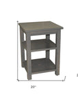 28" Gray Solid Wood Nightstand
