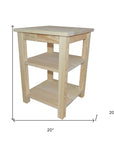 28" Tan Solid Wood Nightstand