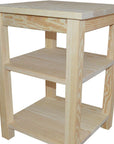 28" Tan Solid Wood Nightstand