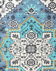 45" X 26" Blue Aqua And Ivory Flower Floral Cotton Macrame Hanging Tapestry