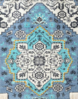 45" X 26" Blue Aqua And Ivory Flower Floral Cotton Macrame Hanging Tapestry