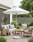 9' White Polyester Round Market Patio Umbrella