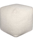 18" Beige Polyester Cube Outdoor Pouf Ottoman