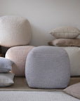 18" Beige Polyester Cube Outdoor Pouf Ottoman