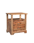 27" Brown Solid Wood Two Drawer Nightstand