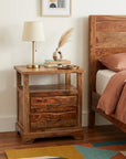 27" Brown Solid Wood Two Drawer Nightstand