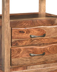 27" Brown Solid Wood Two Drawer Nightstand