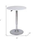 24" White and Silver Rounded Wood and Iron Bar Table