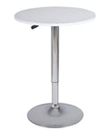 24" White and Silver Rounded Wood and Iron Bar Table