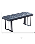 47" Dark Gray and Black Faux Leather Upholstered Dining Bench
