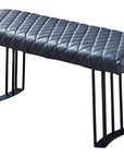 47" Dark Gray and Black Faux Leather Upholstered Dining Bench