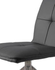 Set of Two Gray And Silver Tufted Faux Leather And Stainless Steel Swivel Dining Side Chairs