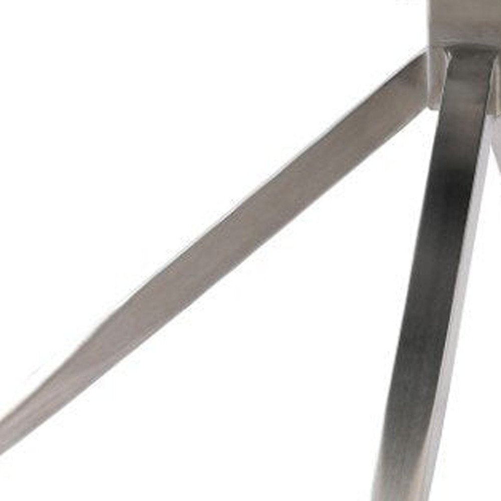 Set of Two Gray And Silver Tufted Faux Leather And Stainless Steel Swivel Dining Side Chairs