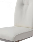 Set of Two Gray And Silver Tufted Faux Leather And Stainless Steel Dining Side Chairs