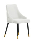 Set of Two White Black And Gold Fabric And Metal Dining Side Chairs