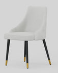 Set of Two White Black And Gold Fabric And Metal Dining Side Chairs