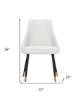 Set of Two White Black And Gold Fabric And Metal Dining Side Chairs