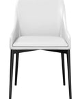 Set of Two White and Black Faux Leather Dining Side Chairs