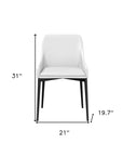 Set of Two White and Black Faux Leather Dining Side Chairs