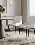 Set of Two White and Black Faux Leather Dining Side Chairs