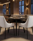 Set of Two White and Black Faux Leather Dining Side Chairs