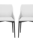 Set of Two White and Black Faux Leather Dining Side Chairs