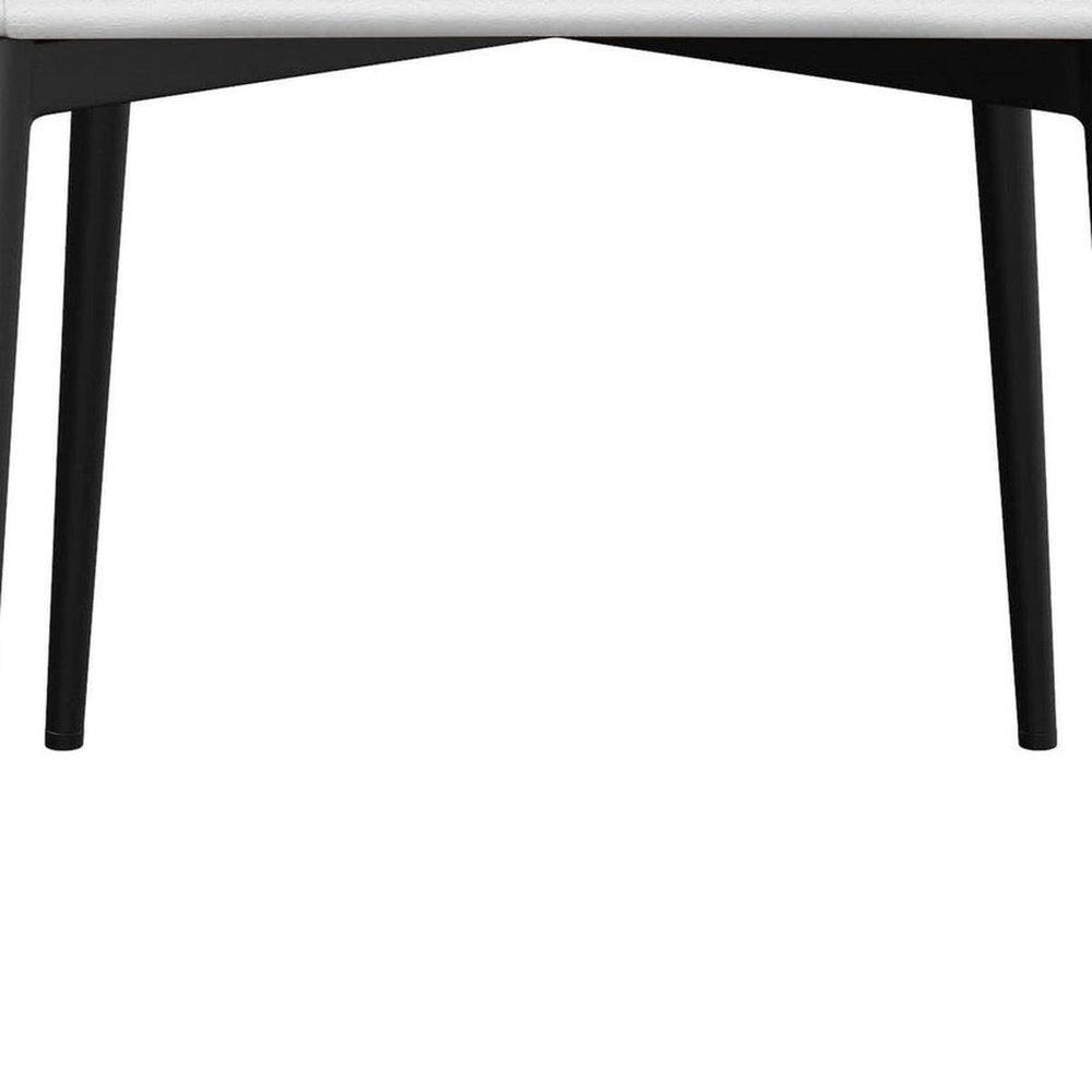 Set of Two White and Black Faux Leather Dining Side Chairs