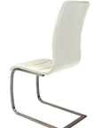 Set of Two White And Silver Faux Leather And Metal Dining Side Chairs