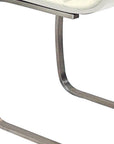 Set of Two White And Silver Faux Leather And Metal Dining Side Chairs