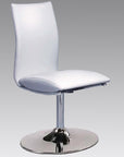 Set of Two White And Silver Faux Leather And Metal Swivel Dining Side Chairs