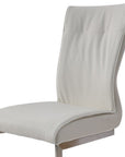 Set of Two Gray And Silver Faux Leather And Stainless Steel Dining Side Chairs