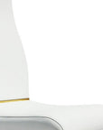 Set of Two White And Gold Faux Leather And Stainless Steel Dining Side Chairs