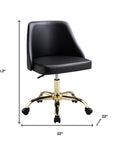 Black and Gold Faux Leather Adjustable Height Swivel Rolling Office Chair