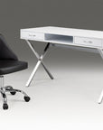 Black and Silver Faux Leather Adjustable Height Swivel Rolling Office Chair